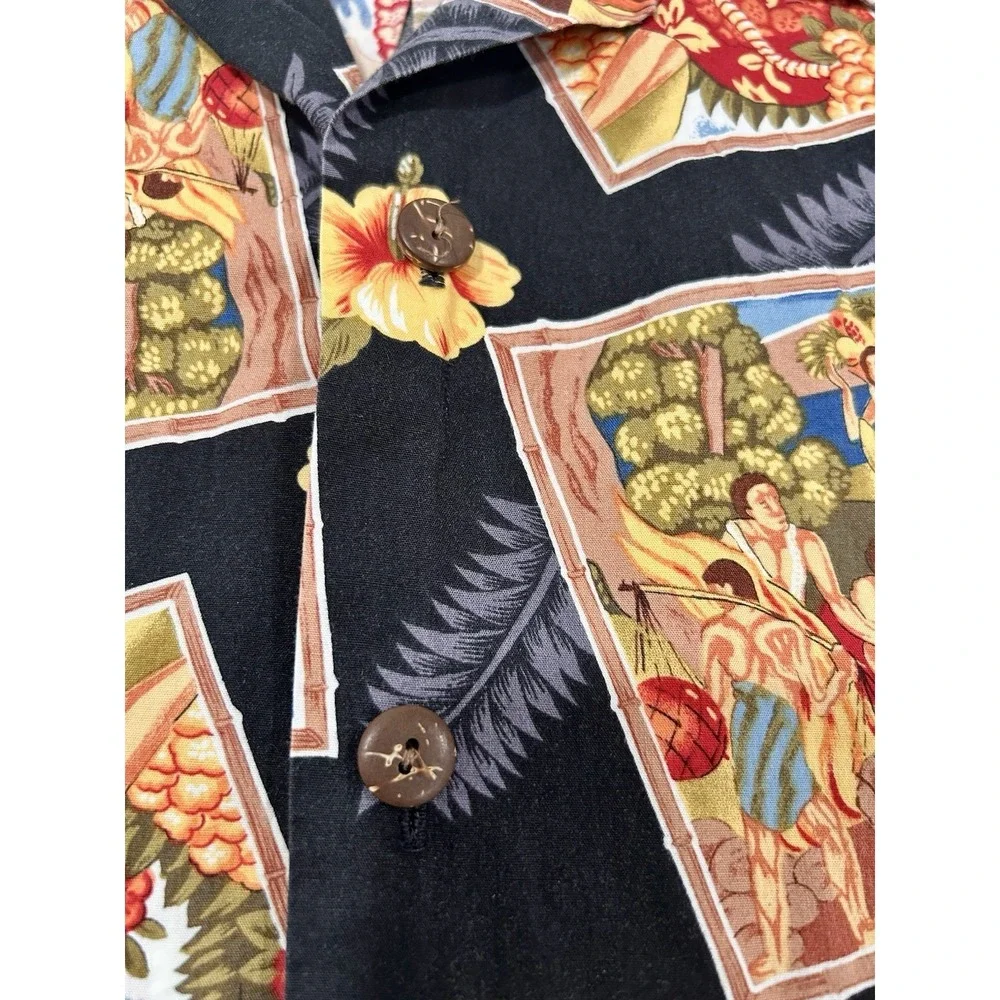 Hilo Hattie Vintage Hawaiian Shirt Coconut Button Tropical Luau Aloha ukulele XL